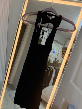 joah brown bodycon dress JOAH BROWN Adjustable Fitted Cross Back Midi Dress with Square Neck | Black main image 1